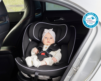 baby in a rotating car seat