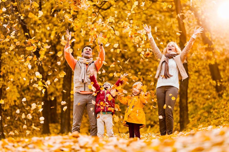 Jumping in leaves