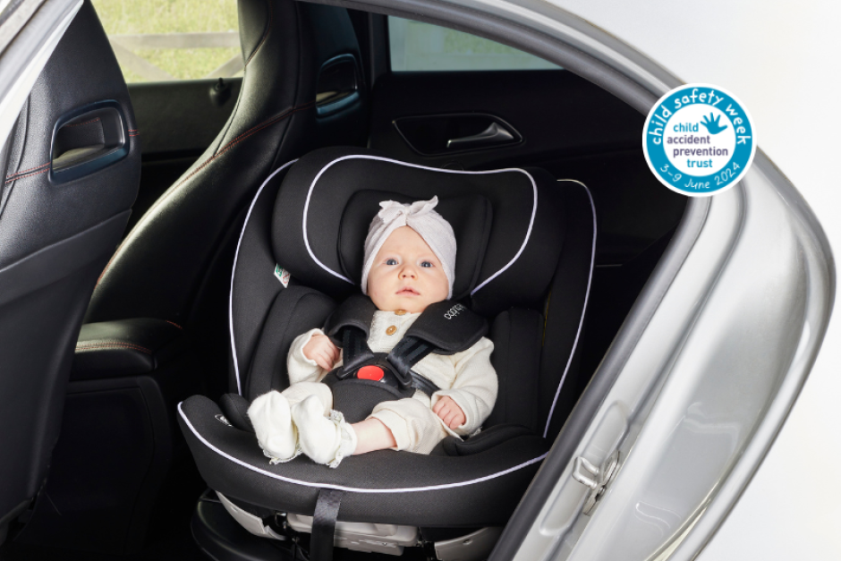 baby in a rotating car seat